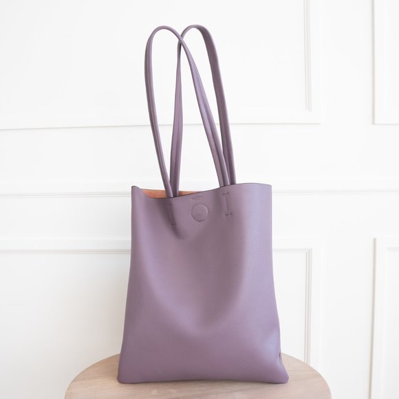 The Ava Genuine Leather Tote Bag Purple - Picture 3 of 11